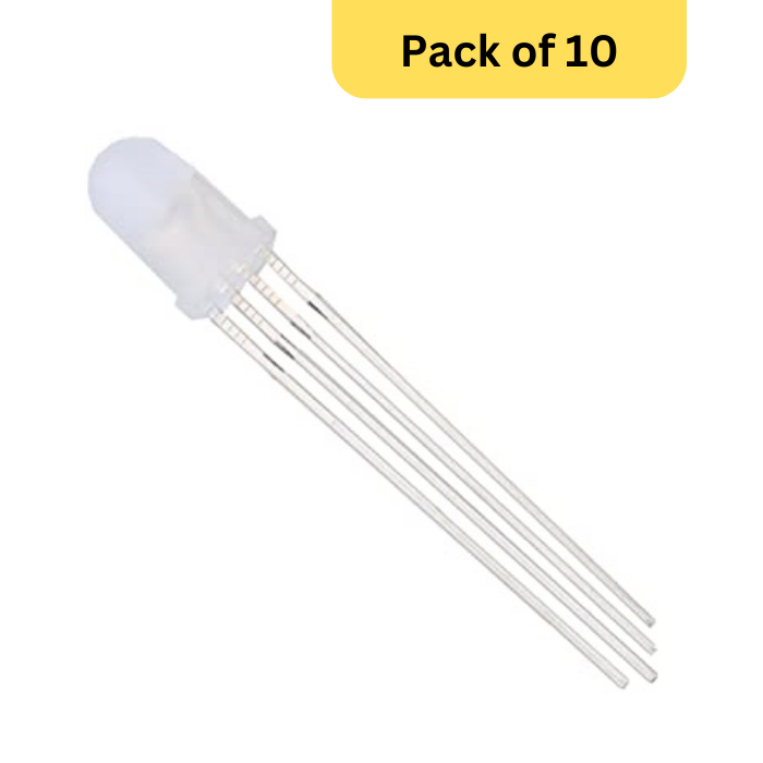 Iotcart 5mm RGB LED Common Cathode Diffuse (Pack of 10) - Arduino Compatible