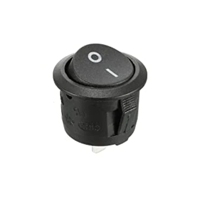 Iotcart SES-P-2439 6A 250V AC SPST ON-OFF Round Rocker Switch - Black