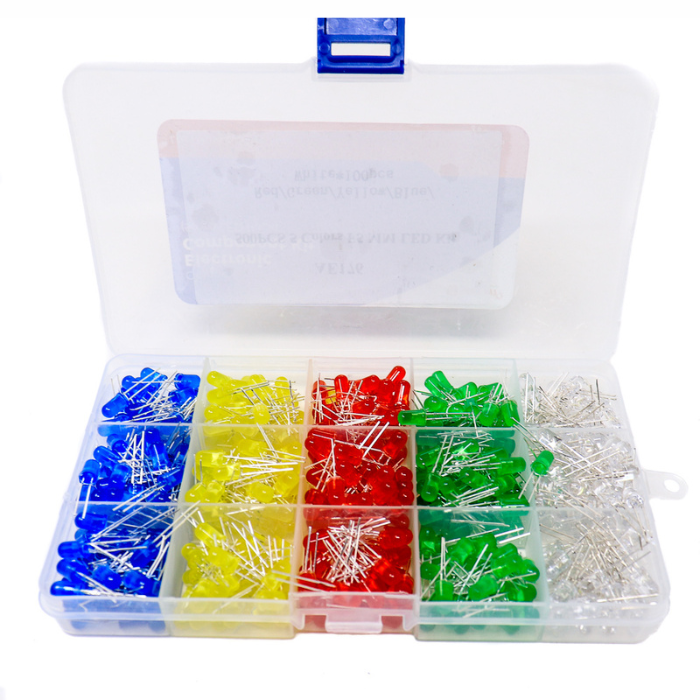 500PCS 5 MM LED Kit 5 Colors with Durable Storage Box
