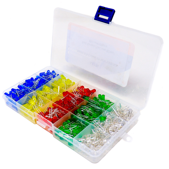 500PCS 5 MM LED Kit 5 Colors with Durable Storage Box