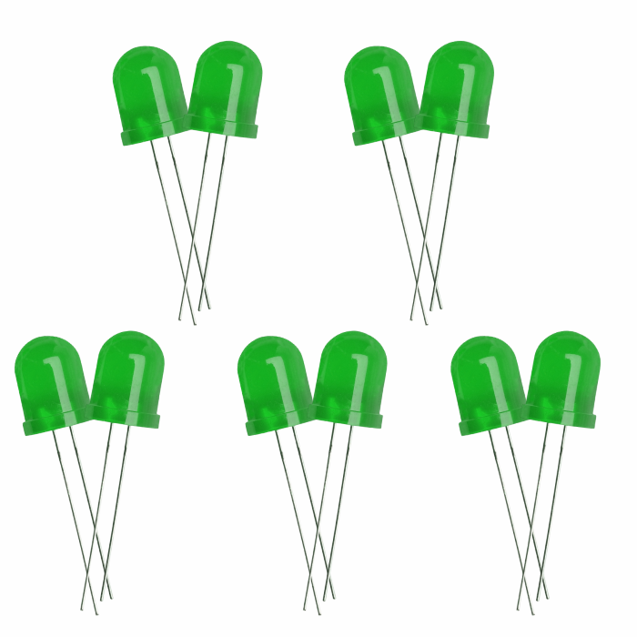 Iotcart SES-P-2465 10mm Bright Green LED 10pcs - Indicator & Lighting - Buy in India