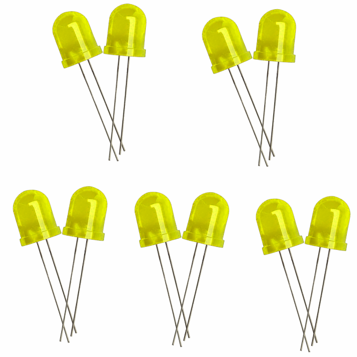 10mm Bright Yellow LED - 10pcs Pack
