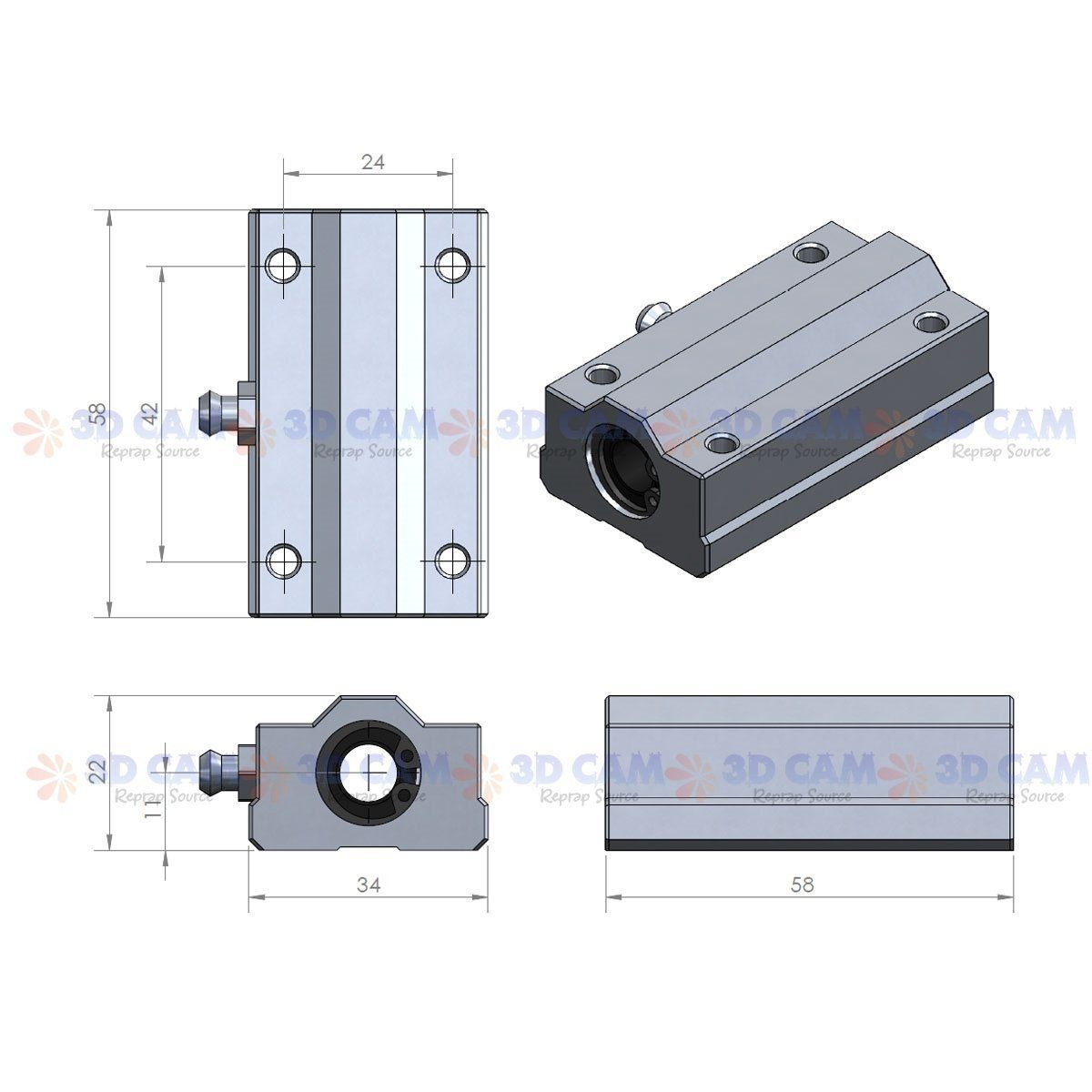 SC8LUU Linear Bearing Bushing for 8mm Shafts CNC Router Mill Linear Stage