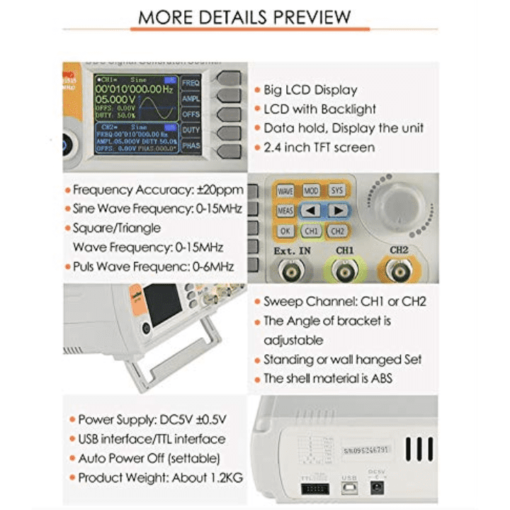 MetroQ MTQ1515 DDS Signal / Function Generator with Counter with USB- 15 Mhz