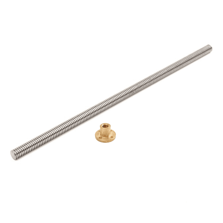 330mm Trapezoidal 4 Start Lead Screw 8mm Thread 2mm Pitch Lead Screw with Copper Nut
