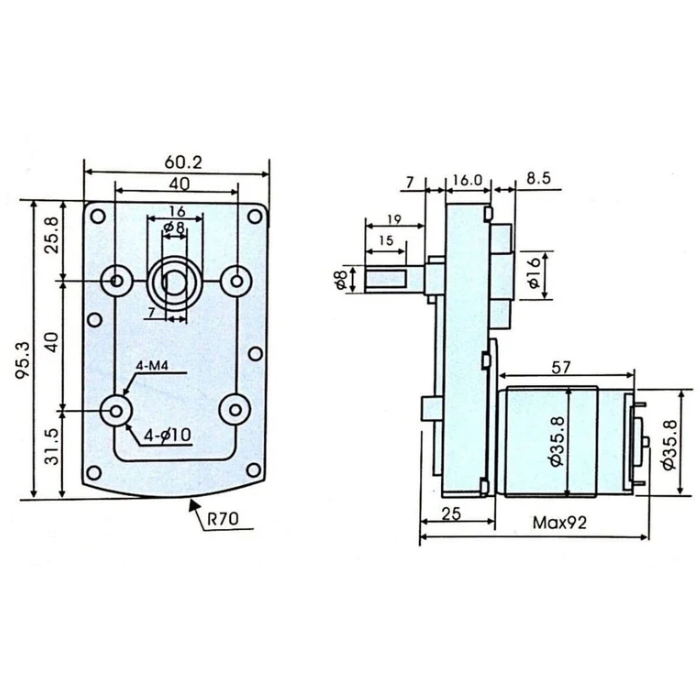 12V 30 RPM DC Rectangle Geared Motor with High Torque