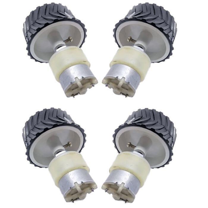 Iotcart 200 RPM Gear Motor with 7x4cm Wheel & Metal Chassis - Ideal for Arduino Robots