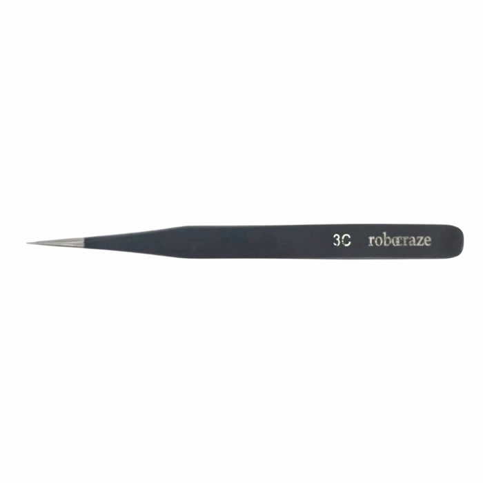 Robocraze Black Epoxy Coated Stainless Steel Tweezer 3C - Precision Electronics Tool