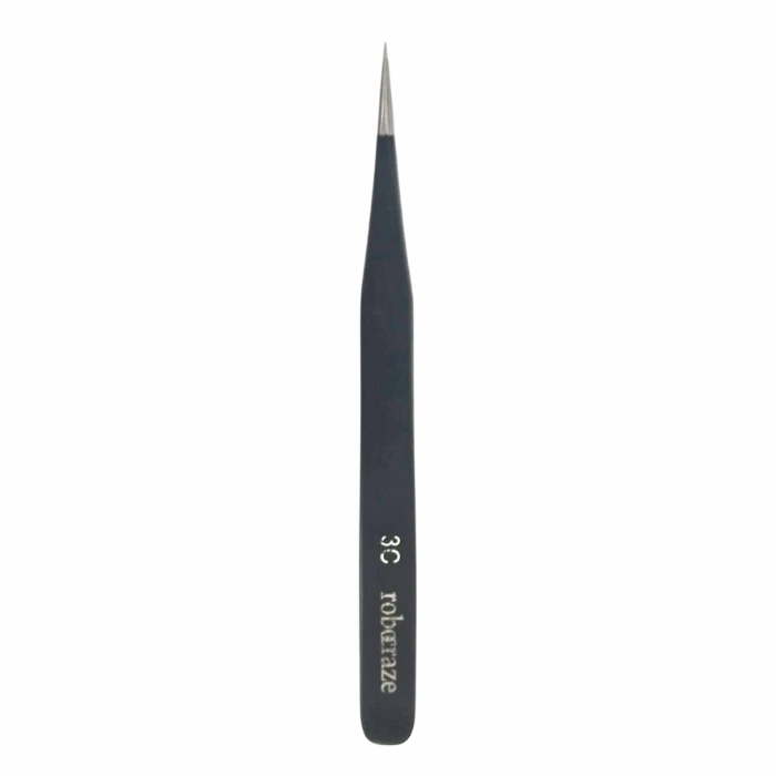 Robocraze Black Epoxy Coated Stainless Steel Tweezer 3C - Precision Electronics Tool