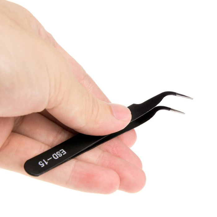 ESD-15 Black Tweezer Cross Tip Anti-Static