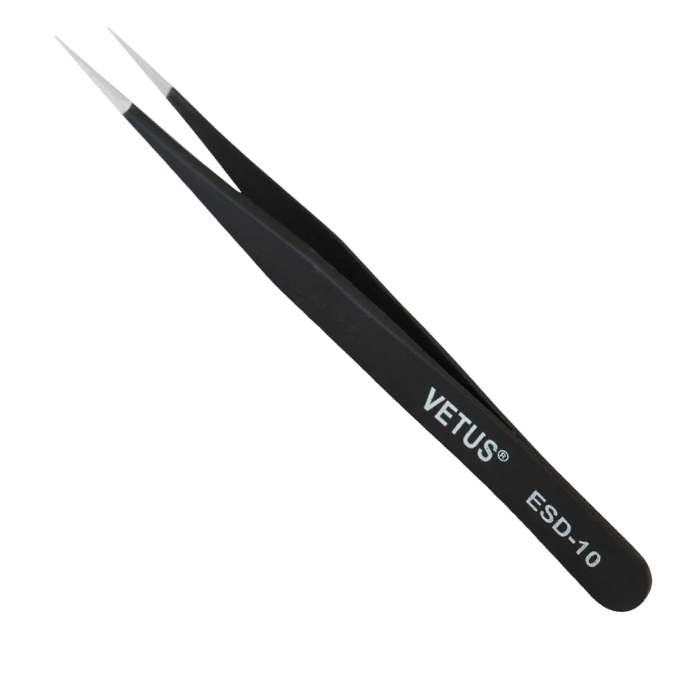 Vetus Anti-static SMD Black Tweezer ESD-10 Stainless Steel