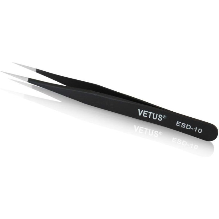 Vetus Anti-static SMD Black Tweezer ESD-10 Stainless Steel