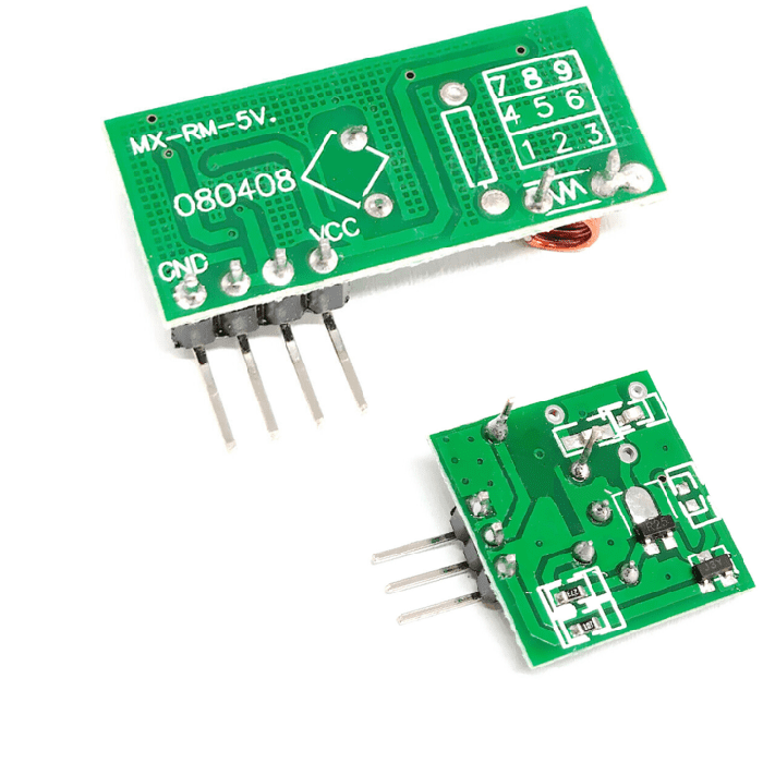 Iotcart 433MHz RF Wireless Transmitter & Receiver Module Pair - Remote Control & Automation