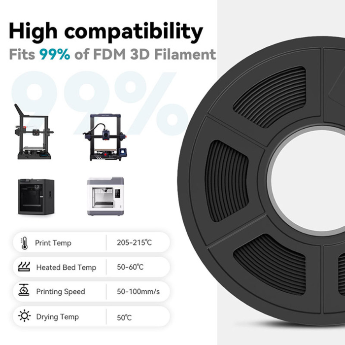 1.75mm Premium HS PLA+ Filament for 3D Printer (Raven Black)