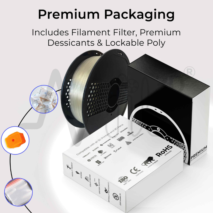 1.75MM Premium HS PLA 3d Printer Filament 1 KG - Clear Glass Colour