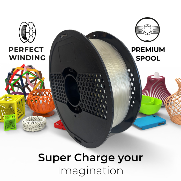 1.75MM Premium HS PLA 3d Printer Filament 1 KG - Clear Glass Colour