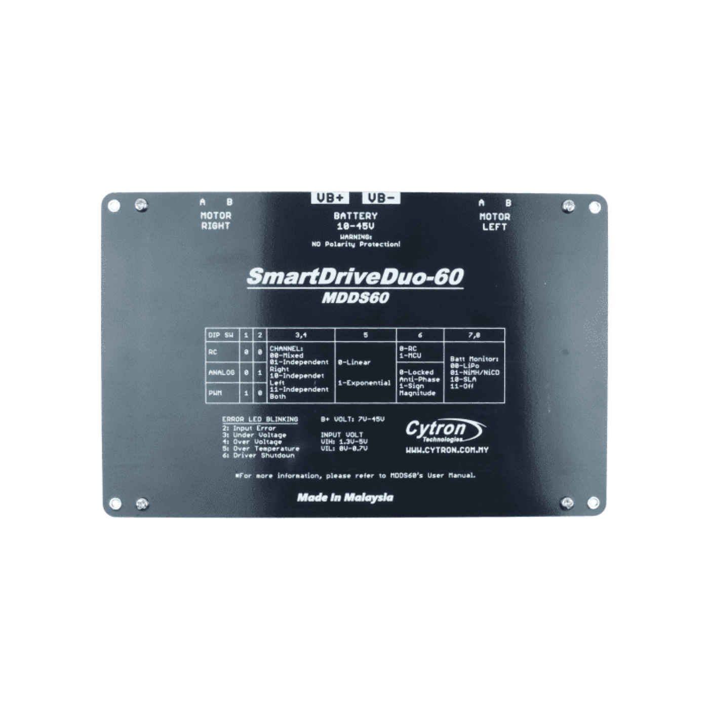 Cytron SmartDriveDuo-60A 7V-45V DC Motor Driver