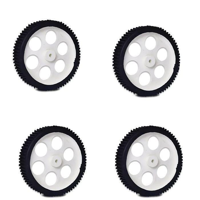 Iotcart 10 X 2 Cm Gear Motor Robot Wheel - 4 Pcs for Robotics Projects