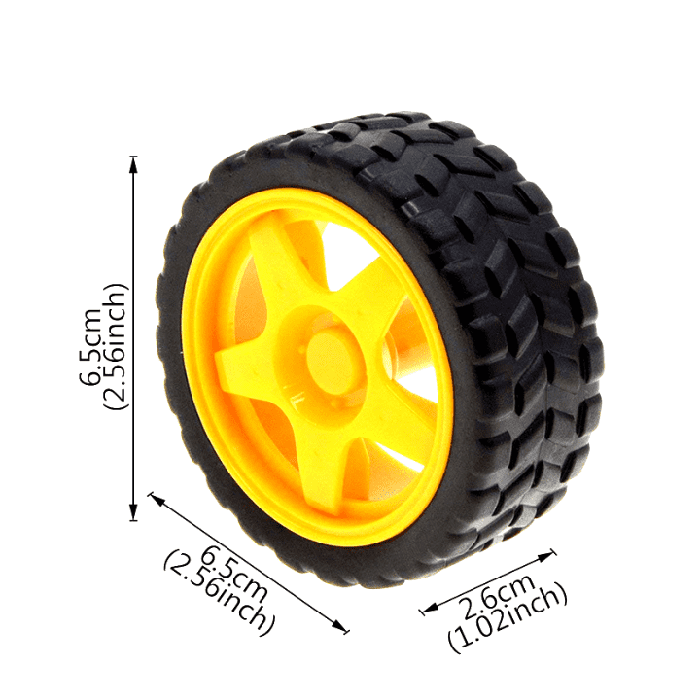 Iotcart SES-P-3102 65mm Rubber Wheel for BO Motor - Robotics & Vehicles