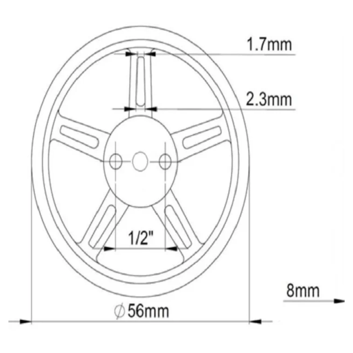 Iotcart RW60 60MM 360° Continuous Rotation Wheel for SG90/MG90 Servo - Robotics & DIY Projects