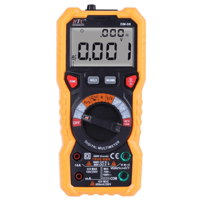 HTC DM-98 6000 Counts Digital Multimeter - Accurate Voltage, Current & Resistance Tester