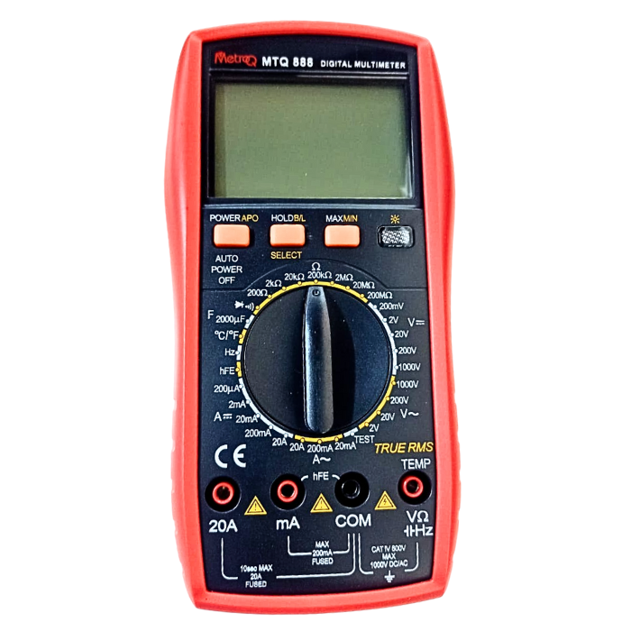 MetroQ MTQ-888 1999 Count Digital Multimeter - AC/DC Voltage, Current, Resistance & Temperature Measurement