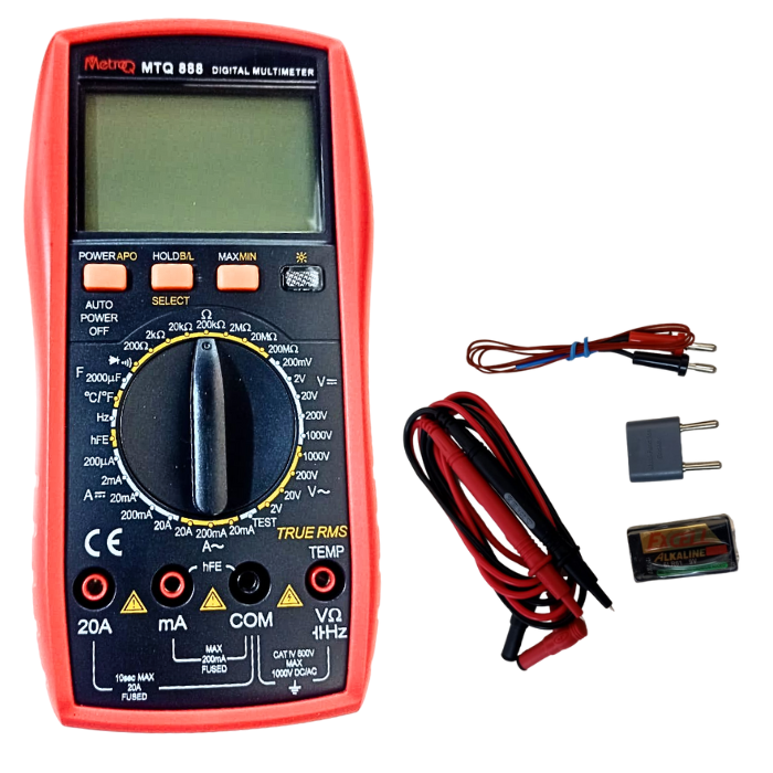 MetroQ MTQ-888 1999 Count Digital Multimeter - AC/DC Voltage, Current, Resistance & Temperature Measurement