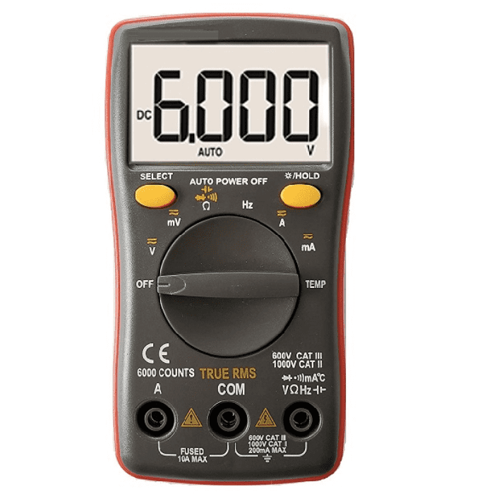 MetroQ MTQ 109+ 6000 Count Digital Multimeter - Auto Ranging, Backlit Display