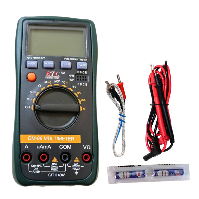 HTC DM-86 Digital Multimeter 2000 Counts - Accurate Voltage, Current, Resistance Measurement