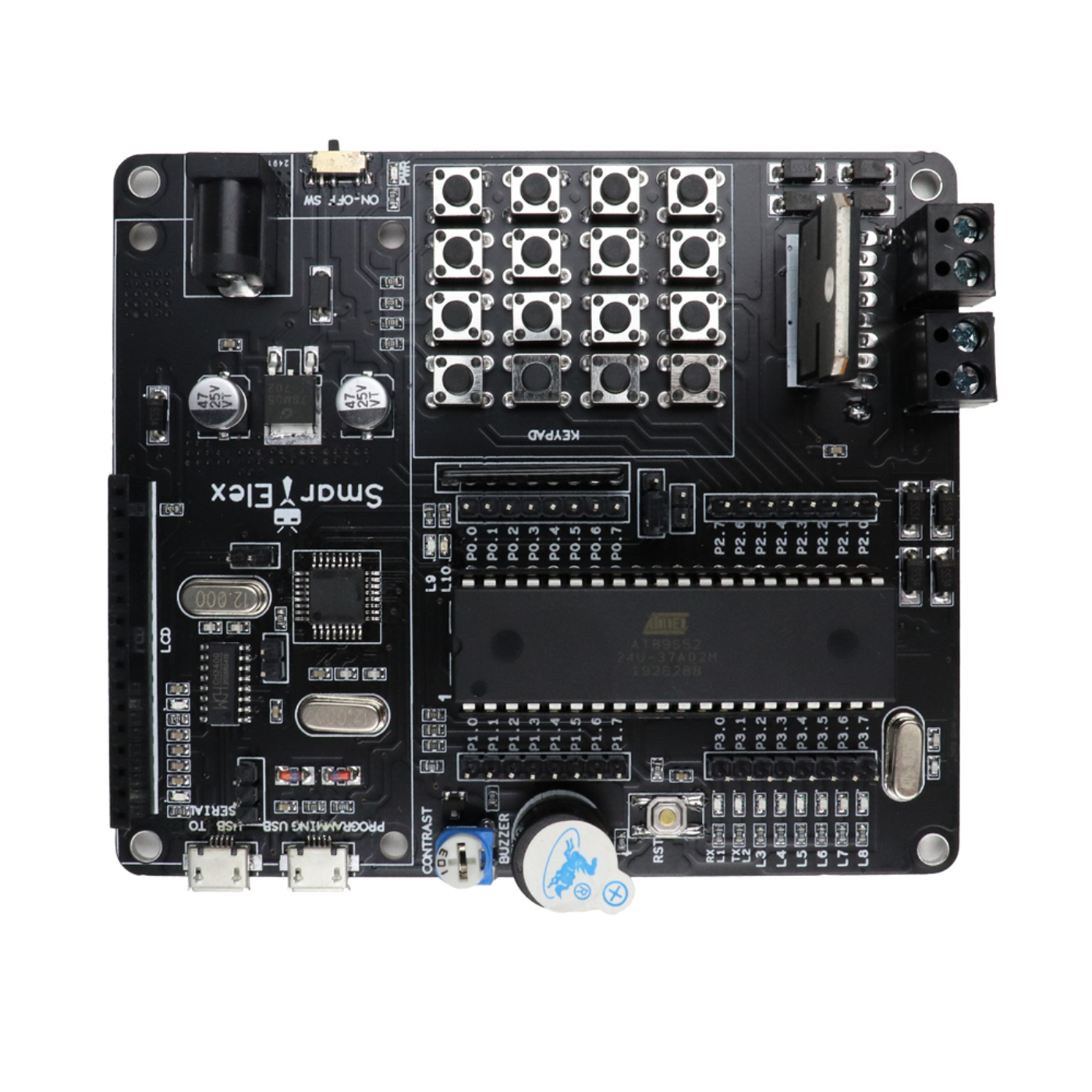 SmartElex AT89S52 Microcontroller Development Board – 40-Pin DIP MCU with L298P Motor Driver