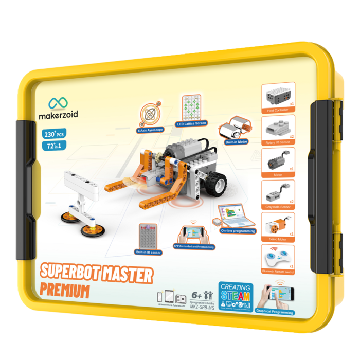 Makerzoid SES-P-3288 STEAM Super Bot Master Premium Coding Robot Kit - Educational Robotics for Kids & STEM Learning