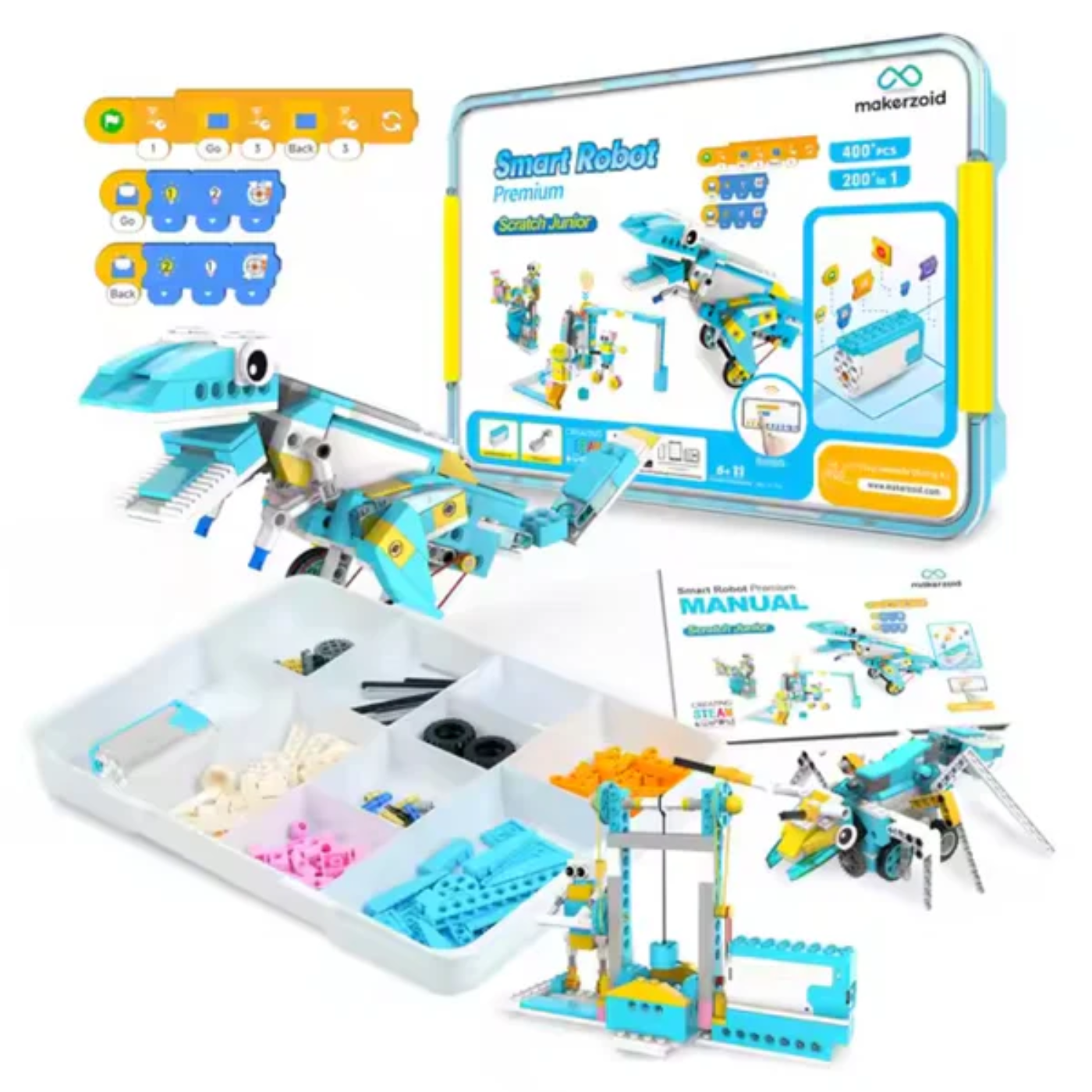 Makerzoid 200-in-1 RC Scratch Junior Coding Smart Robot Toy - Educational Robotics Kits for Kids