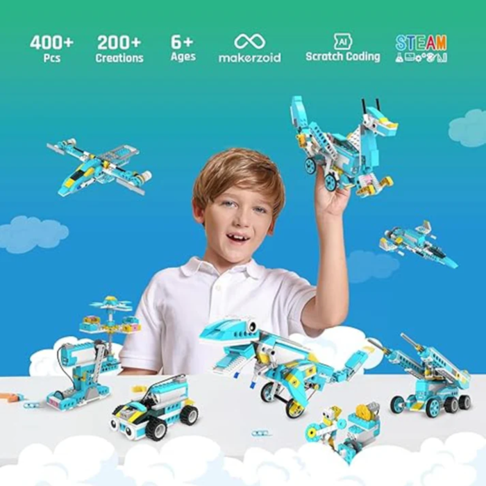Makerzoid 200-in-1 RC Scratch Jr Coding Robot Kit - STEM Educational Toy for Kids