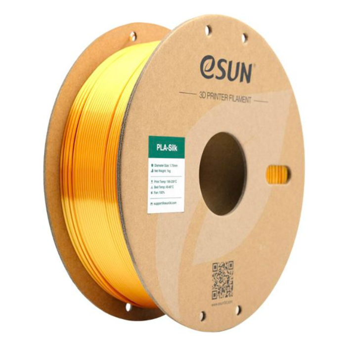 eSun PLA-Silk 1.75mm Filament 1kg Yellow - Premium 3D Printing Filament for Glossy Models