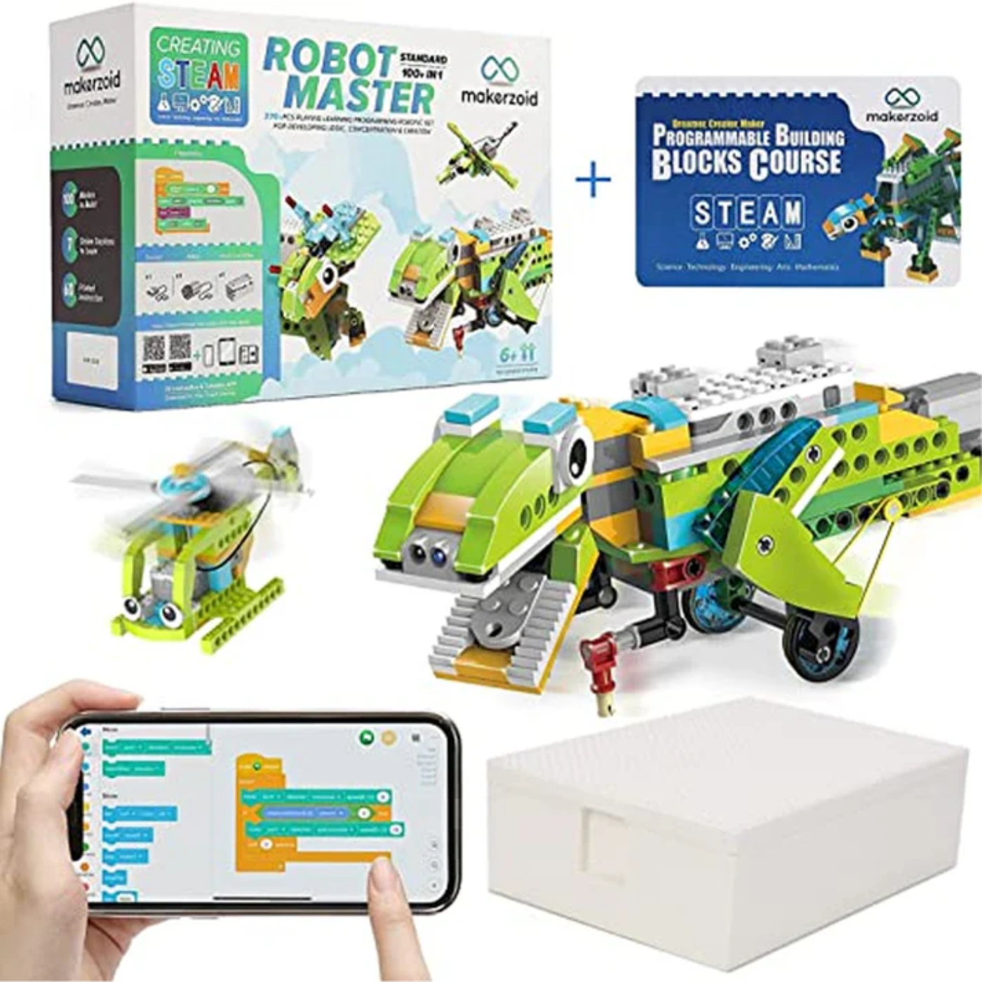 Makerzoid 100 in 1 STEAM Robot Master Educational Toy Set with Programming Building Blocks Course for 6-12 Years