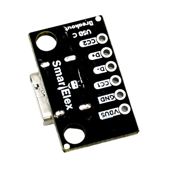 SmartElex USB-C Connector Breakout Module - 1.5A to 3A - Breadboard-Friendly for Prototyping
