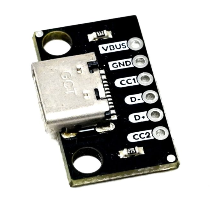 SmartElex USB-C Connector Breakout Module - 1.5A to 3A - Breadboard-Friendly for Prototyping