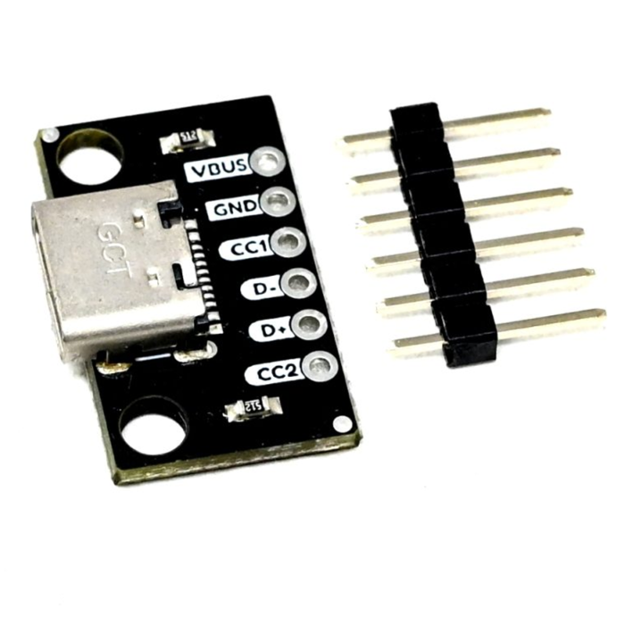 SmartElex USB-C Connector Breakout Module - 1.5A to 3A - Breadboard-Friendly for Prototyping