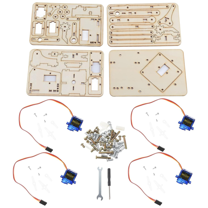 Iotcart 4DOF Wooden Robot Arm Kit – DIY Manipulator with SG90 Servos - Buy in India