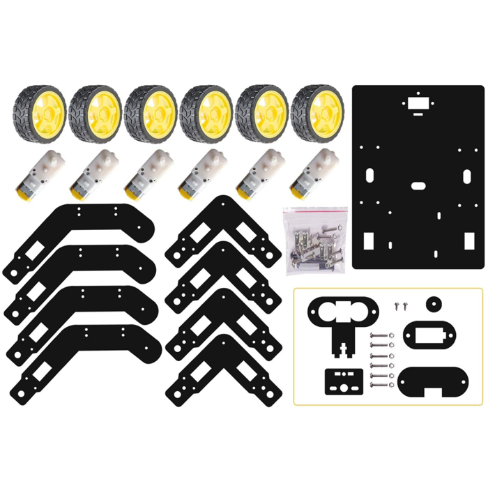 Iotcart SES-P-3346 6WD Acrylic Rover Chassis - DIY Robotics Kit for Arduino