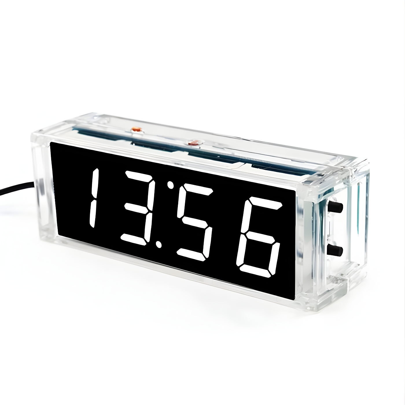 DIY 1-Inch LED Electronic Clock Kit (White) – Light-Control MCU Display Set with Enclosure