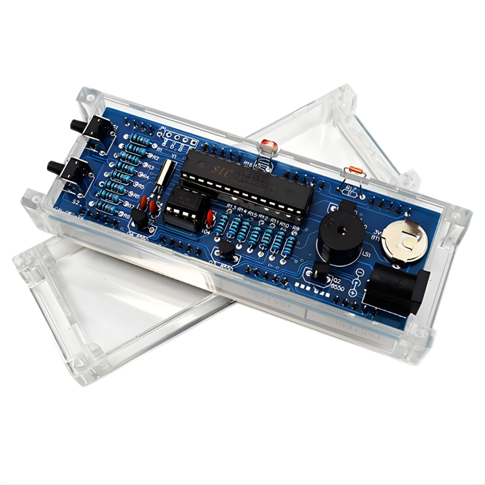 DIY 1-Inch LED Electronic Clock Kit (White) – Light-Control MCU Display Set with Enclosure