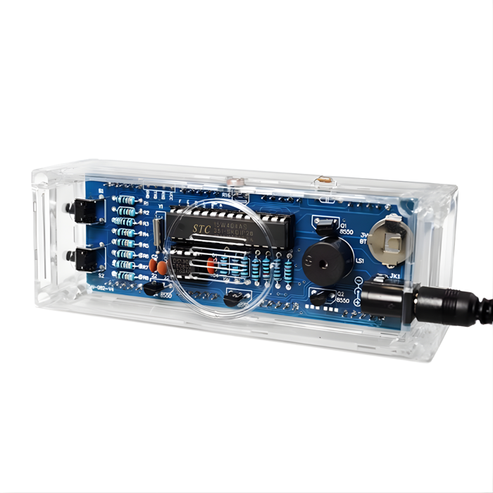 1-Inch LED Digital Display DIY Clock Kit (Blue) – Light-Control MCU Project Set with Casing