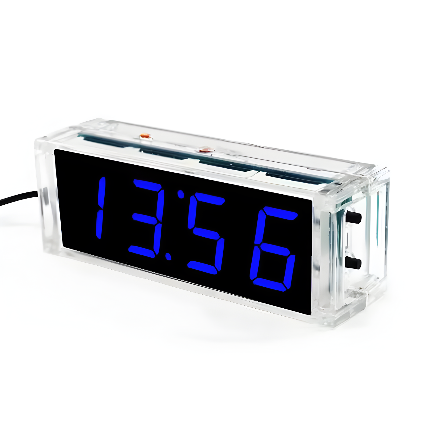 1-Inch LED Digital Display DIY Clock Kit (Blue) – Light-Control MCU Project Set with Casing
