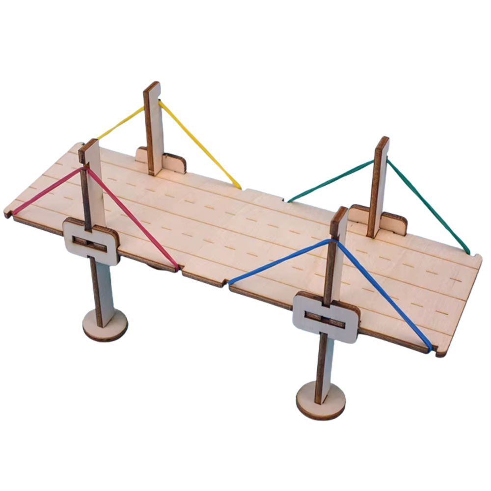 Pludo STEM Kit Cable Bridge Project – Concepts of String & Tension for Kids 3–5 | Mont-2 DIY Puzzle Toy