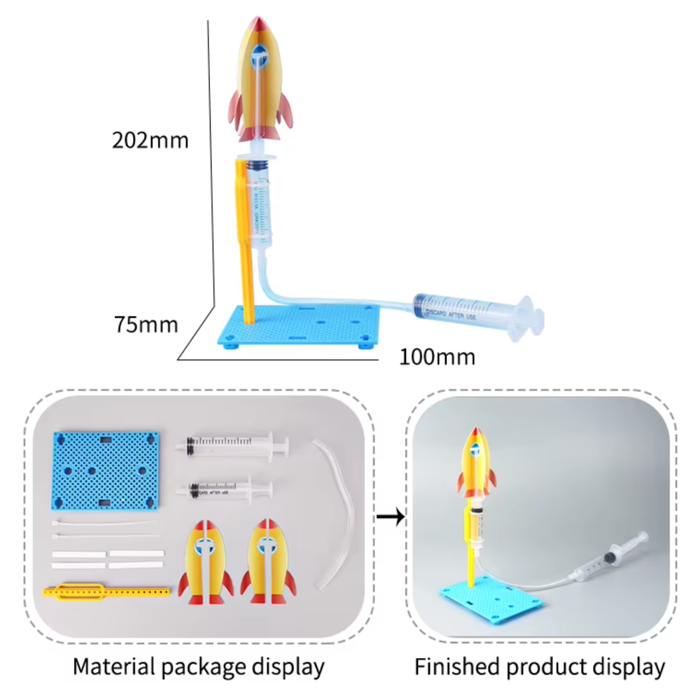 Pludo Rocket Launcher Kit DIY Science Kit – Learn Air Pressure & Rocket Launch Concepts for Ages 8–11 | Grade 3–5