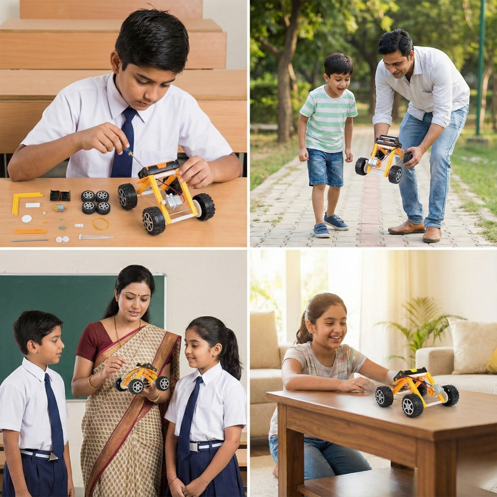 Pludo STEM Kit DIY Rover Builder – Mechanics of Motion DIY Kids Learning Toy for Kids 8–11 | Grade 3–5 Motion & Force Model