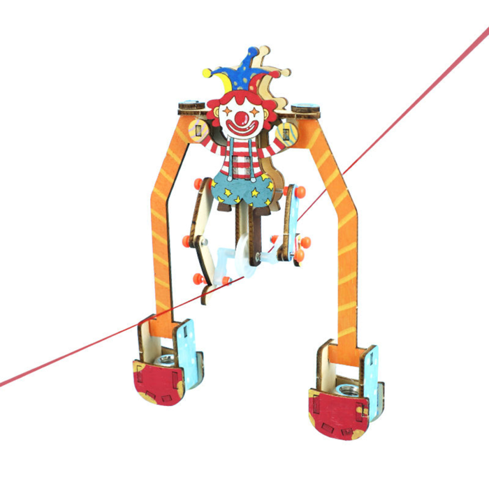 Pludo Wooden Clown Tightrope STEM Kit – Balance and Centre of Gravity Learning Toy for Kids 8–11 | Grade 3–5 DIY Science Kit