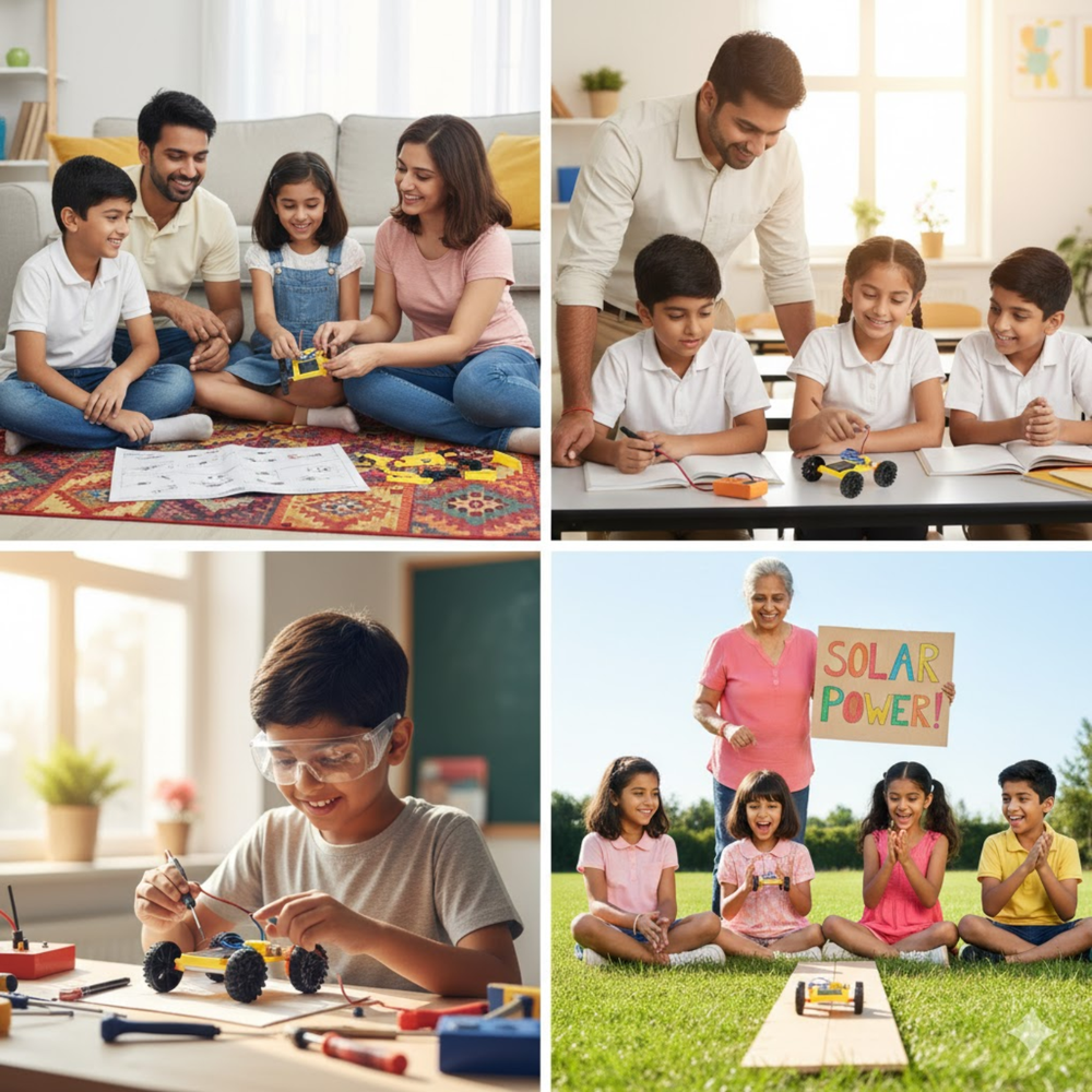 Pludo STEM Kit Solar Car – DIY Science Kit for Kids 8–11 | Grade 3–5 Solar-Powered Toy Car Building Activity