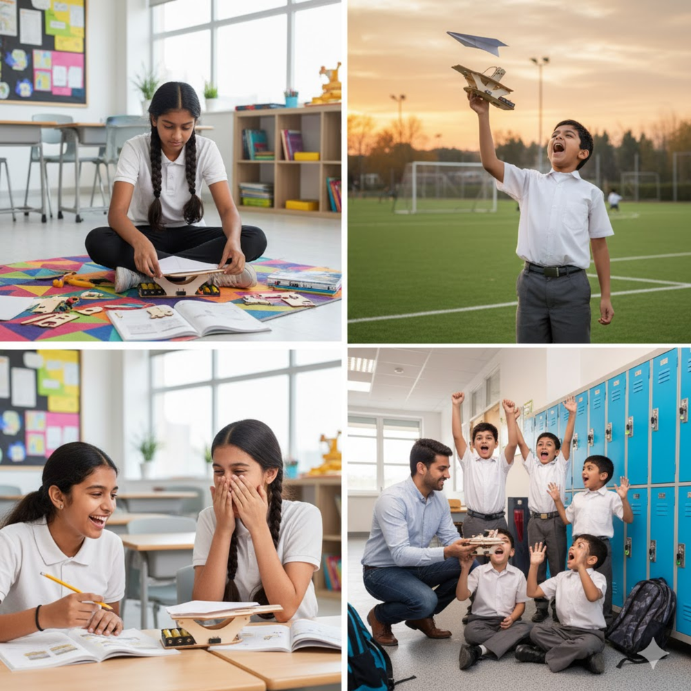 Pludo Paper Plane Launcher Kit – Friction Force Fun Carrier Catapult for Kids (11–14 Yrs) | Grade 6–8 Physics Learning Toy